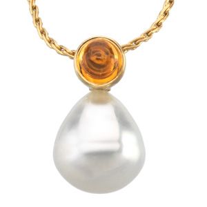 South Sea Cultured Pearl & Genuine Citrine Pendant.
