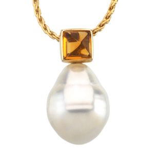 South Sea Cultured Pearl & Genuine Citrine Pendant