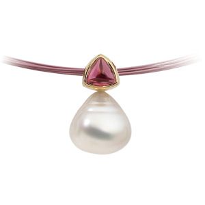 South Sea Cutlured Pearl & Genuine Rhodolite Garnet Pendant