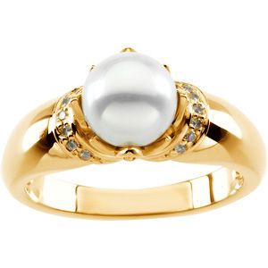Ring Mounting for Pearl and Diamonds