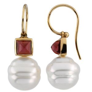 South Sea Cultured Pearl & Genuine Rhodolite Garnet earrings