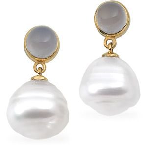South Sea Cultured Pearl & Genuine Chalcedony Earrings