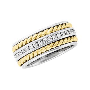 3/4 ct tw Diamond Two-Tone 8mm Handwoven Band