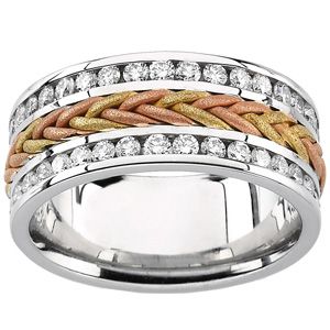 Diamond Tri Color 8mm Anniversary Band