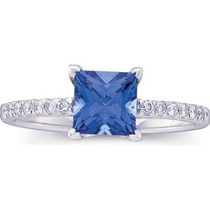 Chatham Created Sapphire & Diamond Ring