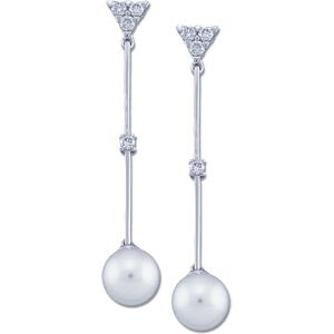 Freshwater Cultured Pearl & Diamond Earrings