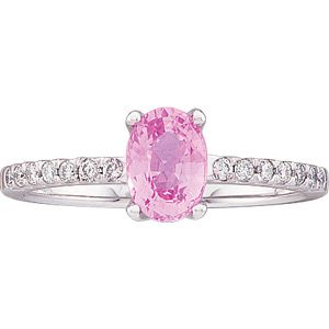 Genuine Pink Sapphire & Diamond Ring