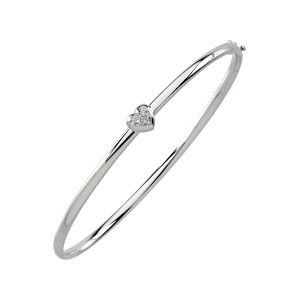.035 ct tw Diamond Heart Bangle Bracelet