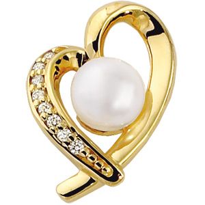 Akoya Cultured Pearl & Diamond Heart Pendant