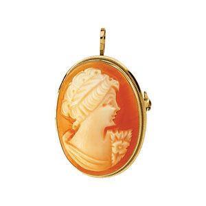 Genuine Carnelian Shell Cameo Brooch/Pendant