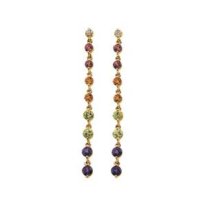 Genuine Multicolor Gemstone & Diamond Earrings
