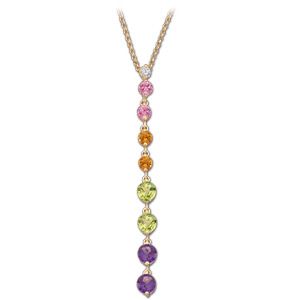 Genuine Multicolor Gemstone & Diamond Necklace