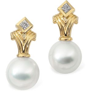 South Sea Cultured Pearl & Diamond Earrings