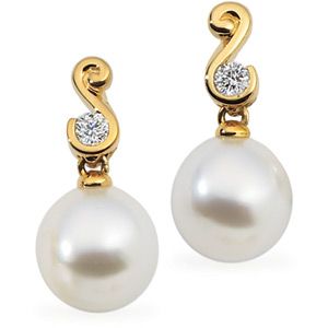 South Sea Cultured Pearl & Diamond Earrings