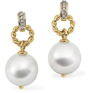 South Sea Cultured Pearl & Diamond Earrings