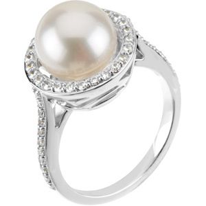 Ring Mounting for Pearl and Diamonds