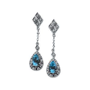 Genuine Aquamarine & Diamond Earrings