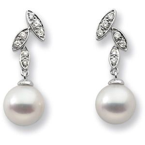 Freshwater Cultured Pearl & Diamond Earrings