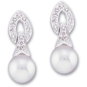 Freshwater Cultured Pearl & Diamond Earrings