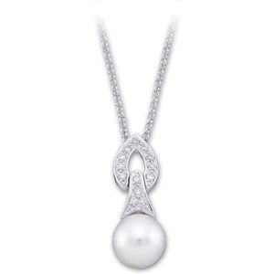 Freshwater Cultured Pearl and Diamond Necklace