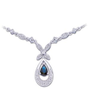 Genuine Blue Sapphire & Diamond Necklace