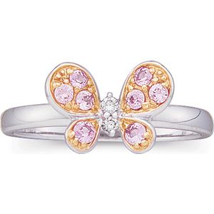 Genuine Pink Sapphire & Diamond Butterfly Ring