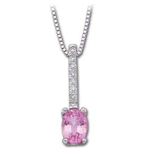 Genuine Pink Sapphire & Diamond Necklace