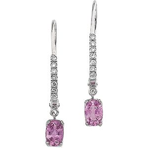 Genuine Pink Sapphire & Diamond Earrings