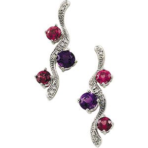 Genuine Multicolor Gemstone & Diamond Earrings