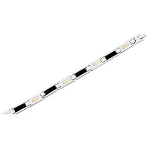 Stainless Steel & 14KY Genuine Onyx Bracelet