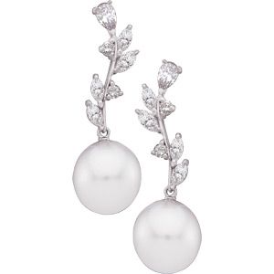 South Sea Cultured Pearl and Diamond Earrings