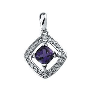 Genuine Amethyst & Diamond Pendant