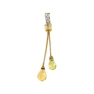 Genuine Multicolor Gemstone Briolette & Diamond Pendant