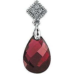 Genuine Brazilian Garnet & Diamond Pendant