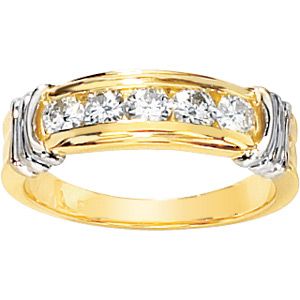 Two Tone Created Moissanite Band
