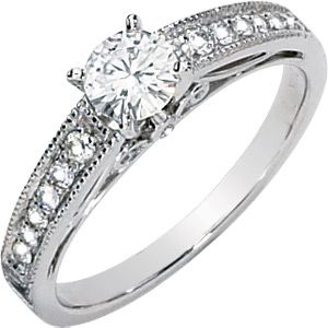 Created Moissanite and Diamond Engagement Ring