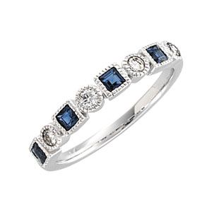 Genuine Sapphire & Diamond Anniversary Band