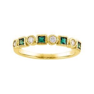 Genuine Emerald & Diamond Anniversary Band