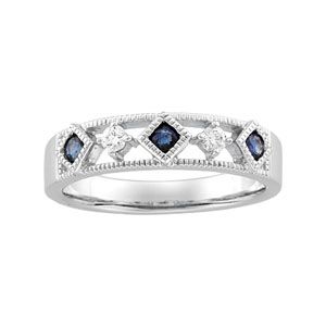 Genuine Sapphire & Diamond Anniversary Band