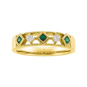 Genuine Emerald & Diamond Anniversary Band