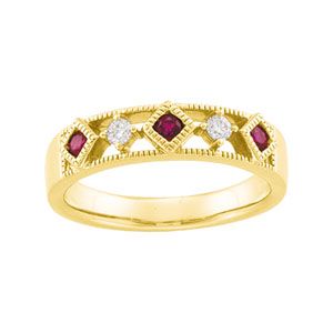 Genuine Ruby & Diamond Anniversary Band