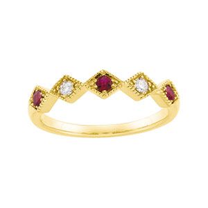 Genuine Ruby & Diamond Anniversary Band