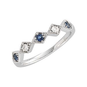 Genuine Sapphire & Diamond Anniversary Band