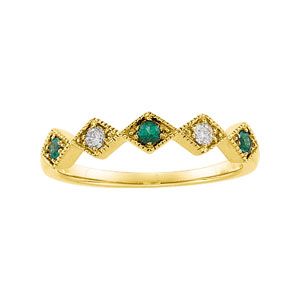 Genuine Emerald & Diamond Anniversary Band