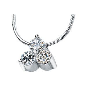 3-Stone Created Moissanite Pendant Slide Necklace
