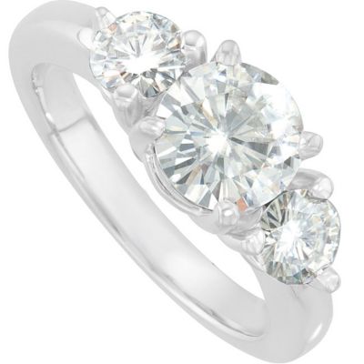 Created Moissanite 3 Stone Engagement Ring