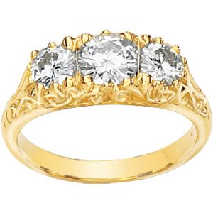 Created Moissanite 3 Stone Anniversary Band
