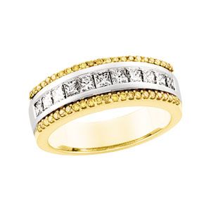 1 ct tw Natural Yellow & White Diamond  Anniversary Band