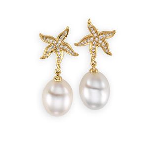  South Sea Cultured Pearl & Diamond Earrings