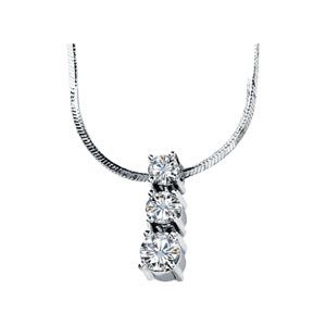 Created Moissanite 3 Stone Pendant Slide Necklace